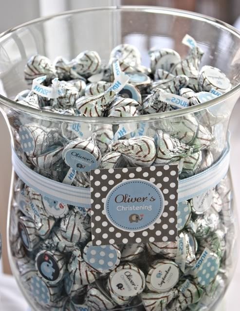 ELEPHANT - Printable Candy Stickers - Baptism, Christening, Dedication, Communion - DIY Elephant Christening Collection - by Make Life Cute