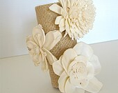 Floral Napkin Rings with Burlap- set of six