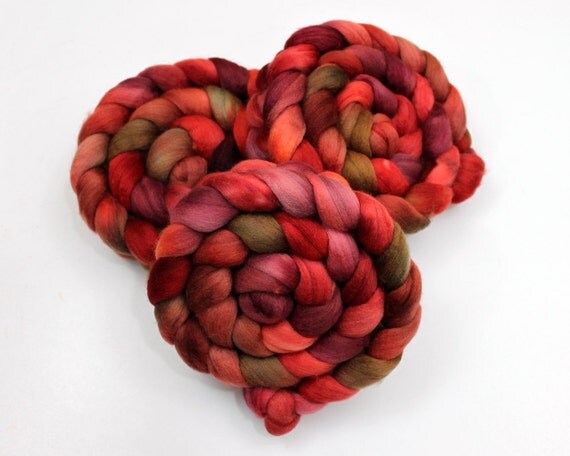 Silk/ Polwarth Wool Roving Handpainted Felting or Spinning Fiber