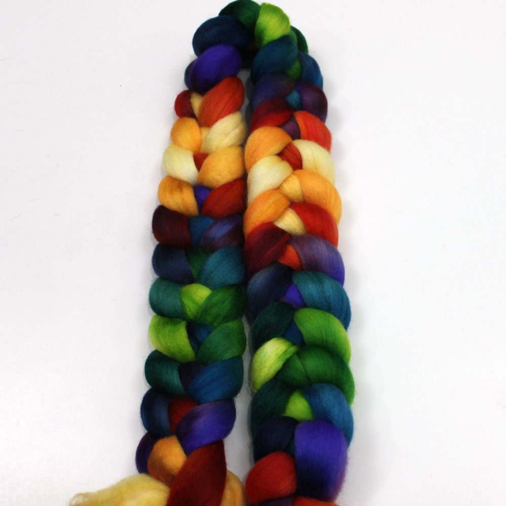 Polwarth Wool / Silk Roving - Hand painted Felting or Spinning Fiber