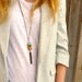 geometric turquoise and brass chevon necklace