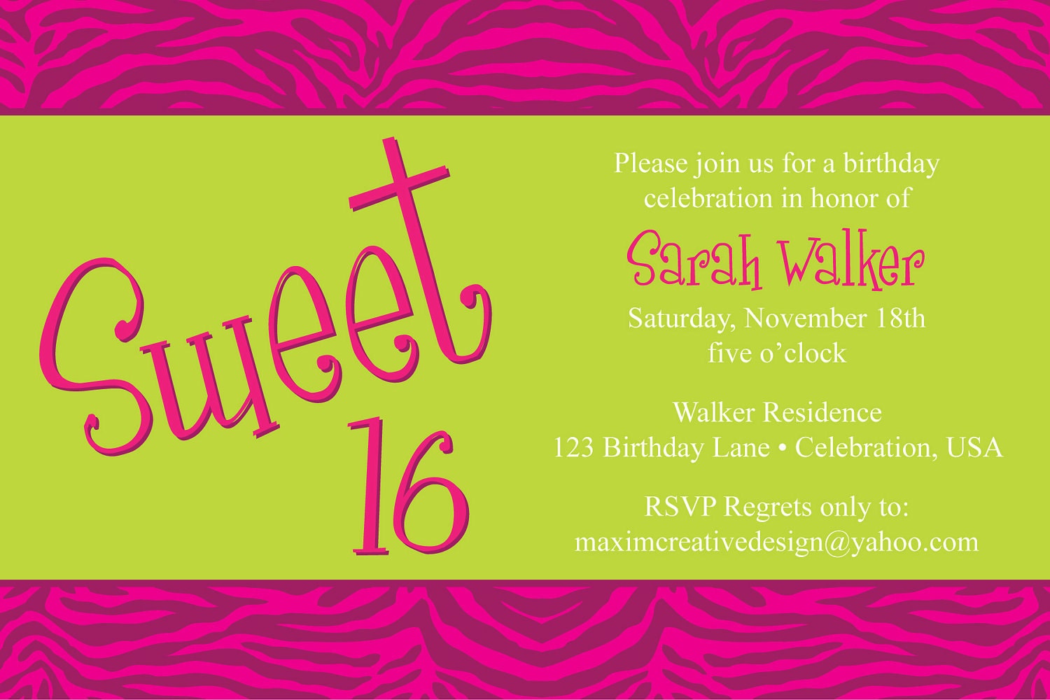 DIY Printable Invitation - Birthday Party, Birthday invitation, Sweet 16 Party Invitation, Girls Birthday Party....by Maxim Creative Invites