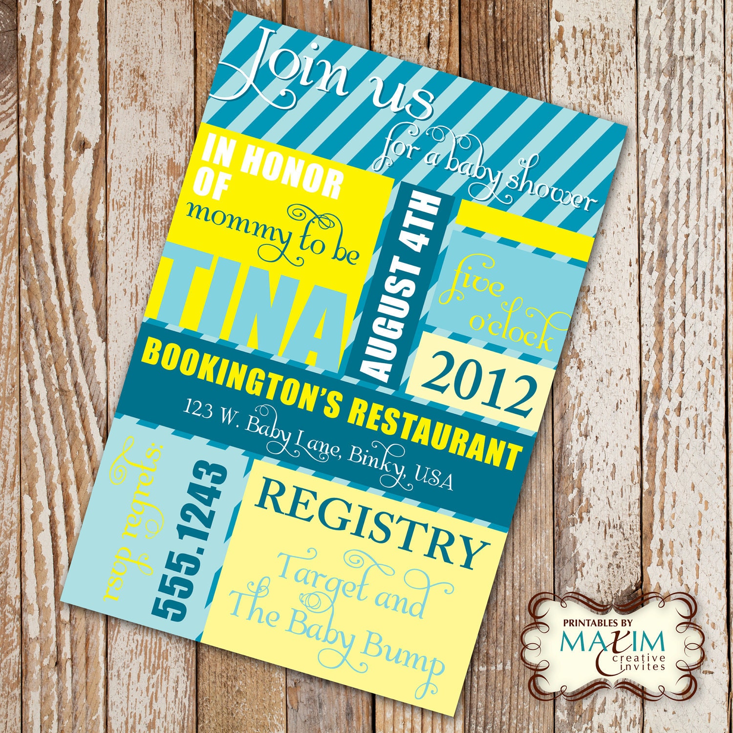 DIY Printable Invitation - Baby Shower Invitation, Party Invitation....by Maxim Creative Invites