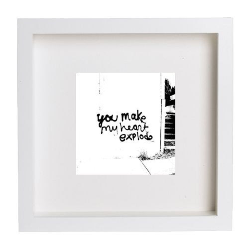 you make my heart explode in black and white modern two tone 8x8 fine art print
