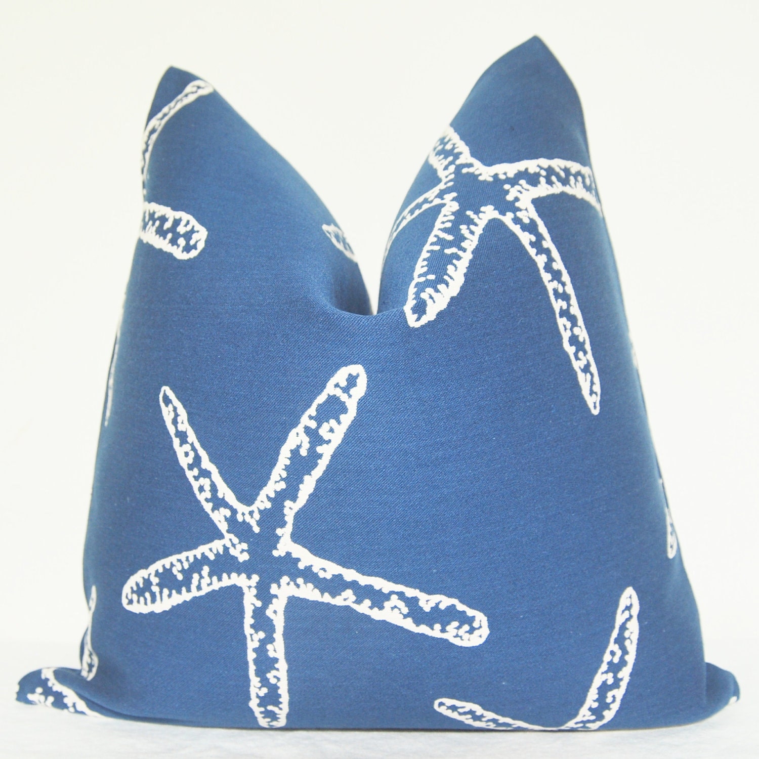 On Both Sides - Pillow Cover - Decorative Pillow - Throw Pillow - Sofa Pillow - Toss Pillow - Jacquard - 18x18 in - Starfish - Denim Blue