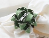 Zipper Hairband - Olive with Silver Teeth - Fall Collection