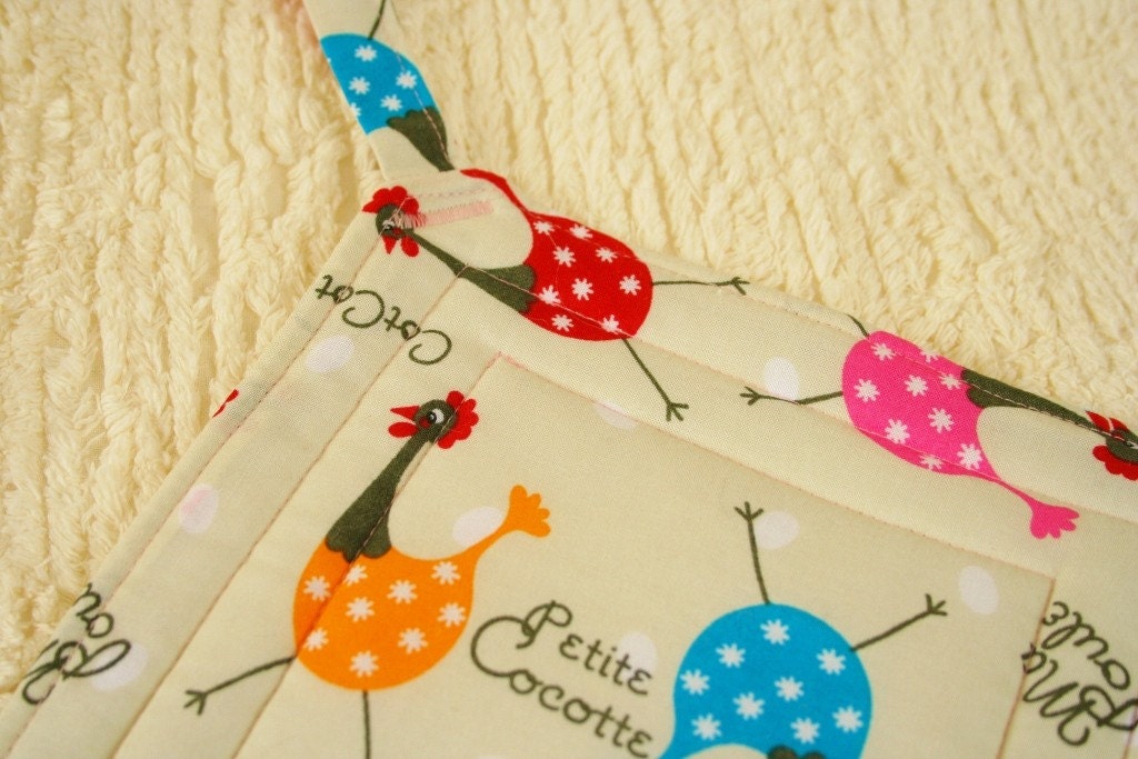 Potholder or Hot Pad - French Roosters