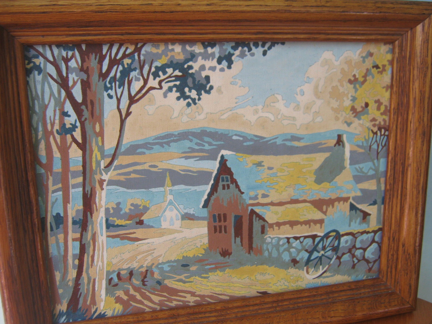 Vintage Paint By Number Picture Framed