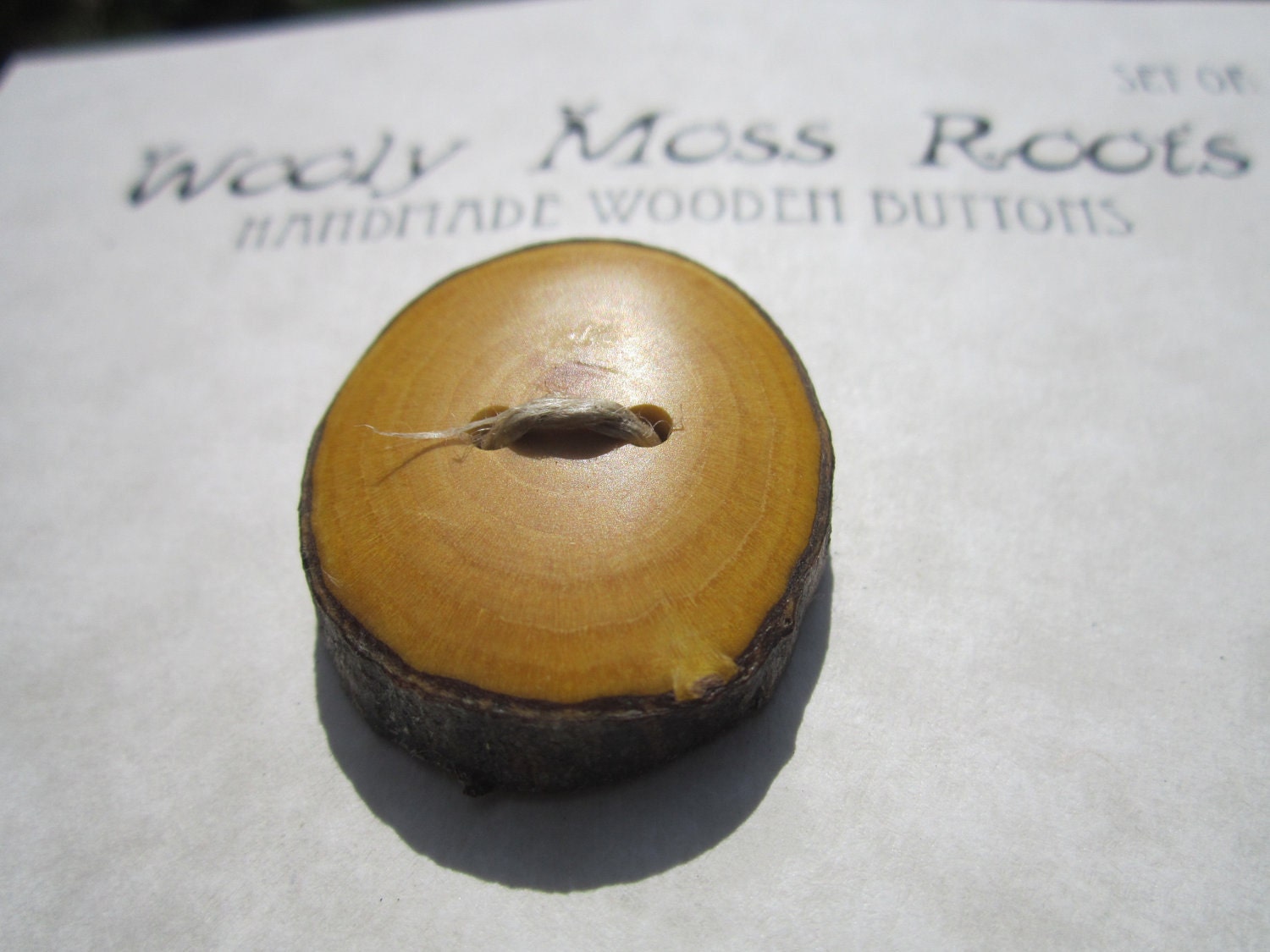 3 Yellow Wood Buttons in reclaimed Buckthorn
