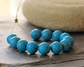 8mm Turquoise Dyed Howlite Bead Destash 12 pieces