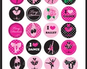 Ballerina Rose Digital Collage Sheet 1 1/2 inch Circles for bottle caps,  jewelry, magnets, stationary, invitations, bows