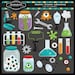 Monster Science Laboratory Clipart Elements Collage Sheet for cards, stationary, invitations, scrapbooking and all paper crafts