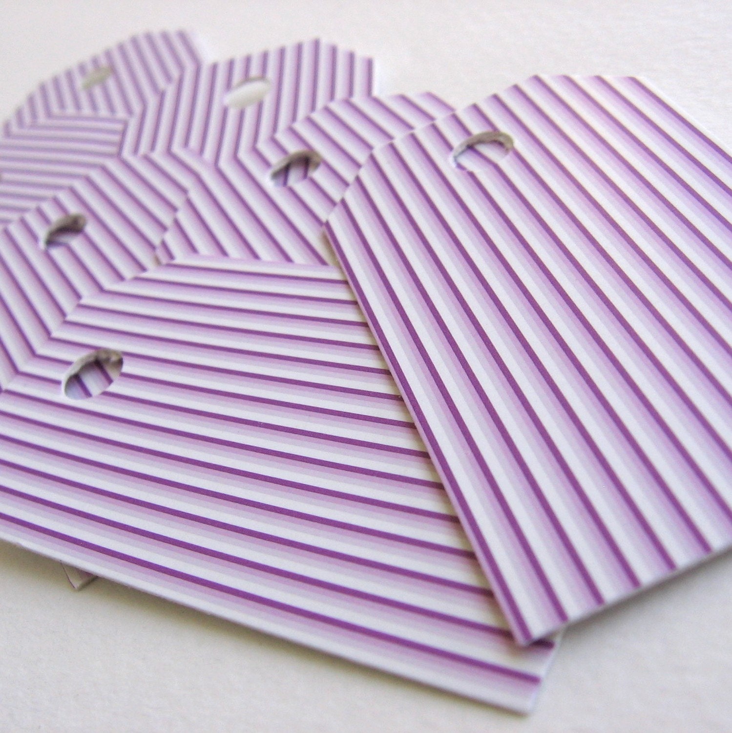 30 Beautiful, high quality, striped fuchsia design, recycled paper shipping tags