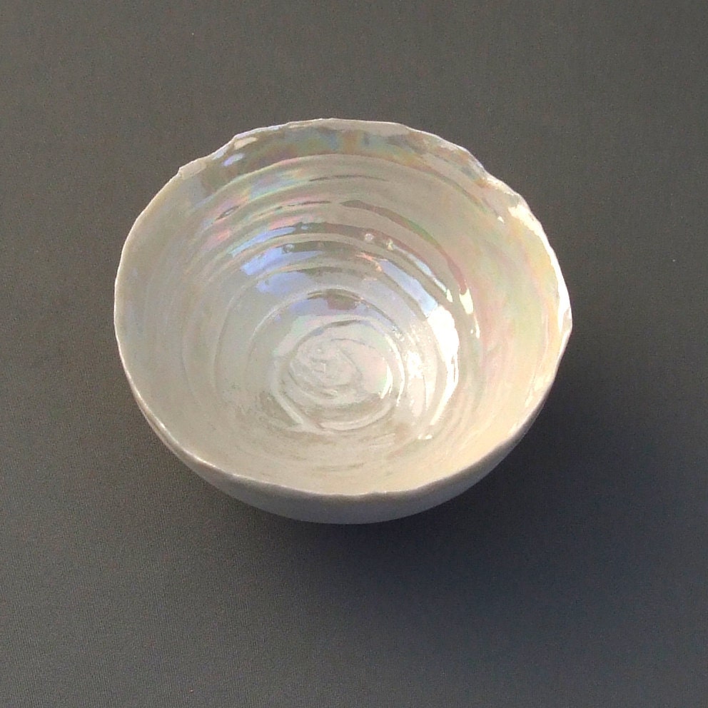 Porcelain Medium Decorative Bowl - Pearl Glaze - 30th Wedding Anniversary Present