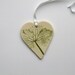 Porcelain Heart Hanging Decoration with Green Leaf - Easter Gift Idea