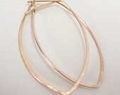 Ophelia handmade earrings, hammered petal, pink rose gold fill by lotusstone on etsy