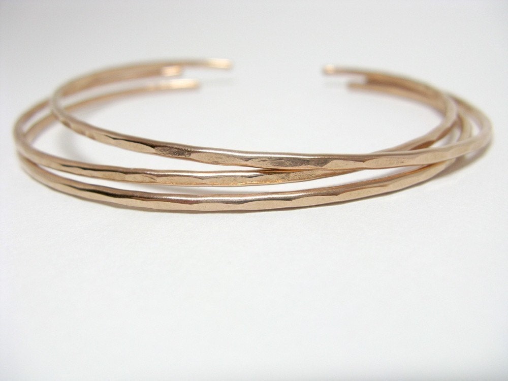 3 Thin Ophelia Cuffs, Rose gold filled, custom size, handmade cuffs by lotusstone on etsy