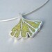 Midori Necklace - ginkgo necklace sterling silver and turquoise or magnesite, by lotusstone