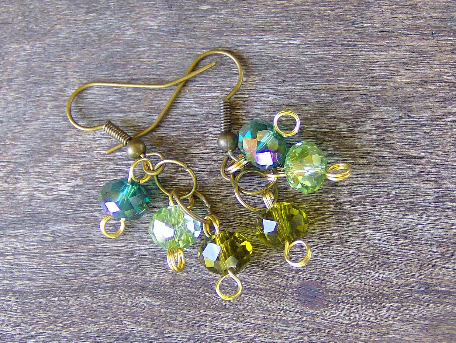 Earrings Crystal Wedding jewelry Beadwork Green Bohemian jewelry Bridal Boho Ethnic