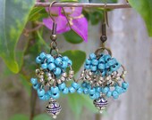 Earrings Turquoise Bohemian Tribal Wedding Bridal Folk Hobo chic Ethnic Chainmaille