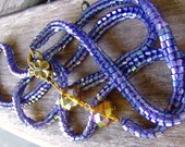 Long necklace Periwinkle Wedding jewelry Bridal jewelry Beaded jewelry Bohemian boho Artisan jewelry