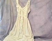 Eco Wedding Gown Dress Custom Alternative Bridal Floor Length Handmade Beach Bride Corset Maxi Ivory or White Tiered Hem Custom Womens
