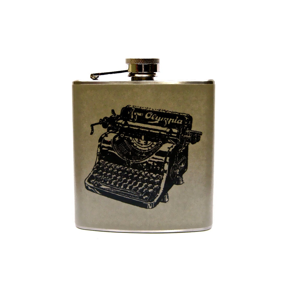 6 oz Stainless Steel Flask - Vintage Typewriter