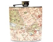 6 oz Stainless Steel - The Wanderlust Flask (TM) - Vintage Map of London