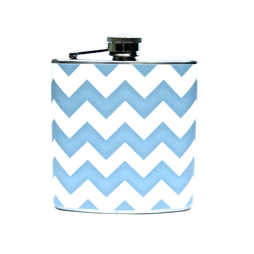 6 oz Stainless Steel - Chevron - Blue