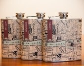 Custom Flasks for Groomsmen Personalized Map Bridesmaid Wedding Party Set of 3