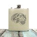 Flask 6 oz Stainless Steel - Anatomical Brain- Customizable