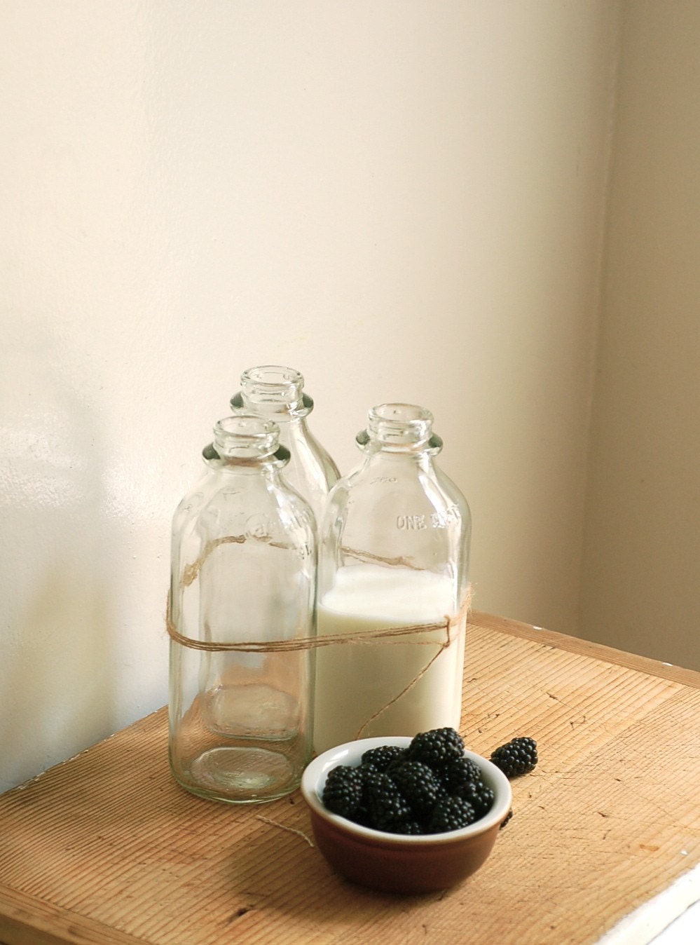 farmhouse basics. vintage glass milk bottles