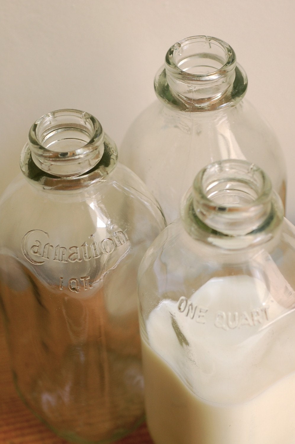 farmhouse basics. vintage glass milk bottles
