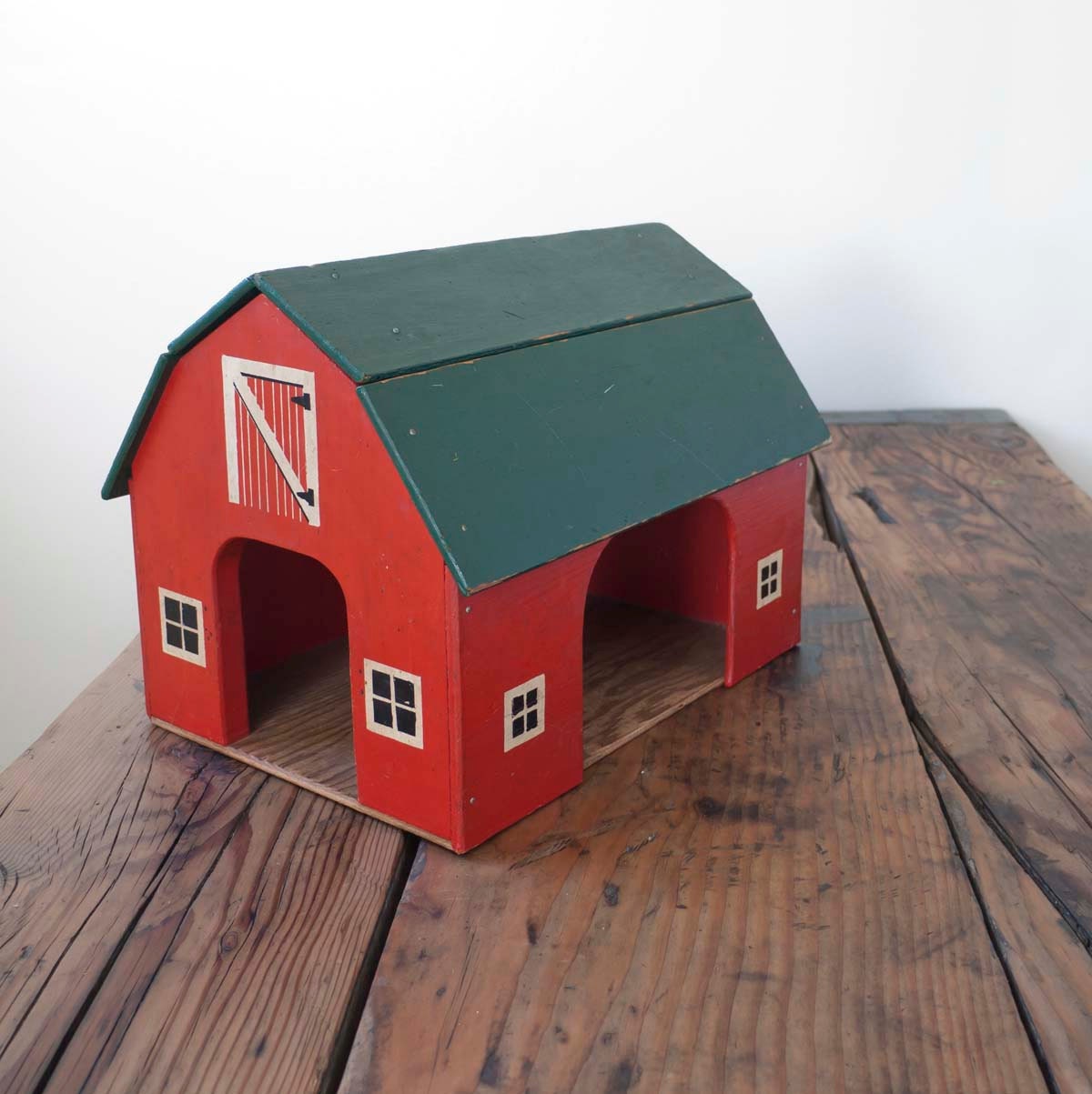 vintage red toy barn