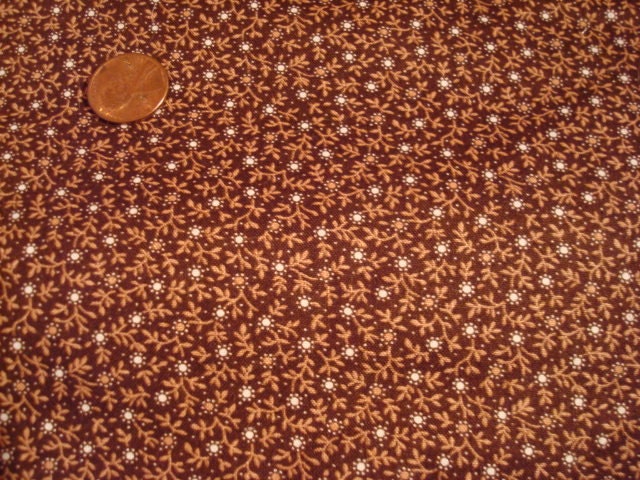 Vintage Dainty Dk and Lt Brown Floral Print 1 Yard