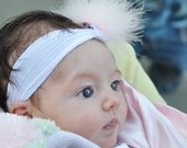 Adorable white nylon headband with loop to interchange bows