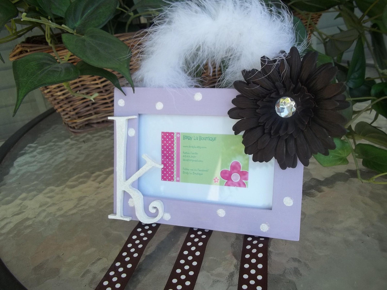 Birdy Lu Purple/ Brown Custom Photo Frame Bow Holder