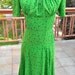 1930s Saks Fifth Avenue Frock Dress Lime Green Tiny Floral Print Adorable Debutante Shop xs
