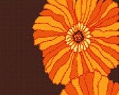 Instant Download Orange Flowers Cross Stitch Pattern Original Art PDF