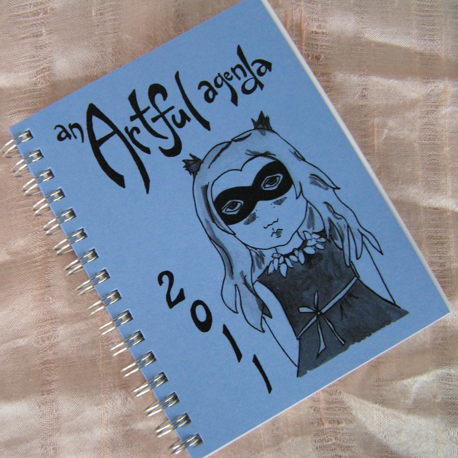SALE-Blue masked 2011 planner by An Artful Agenda- with hand-drawn images for each day of the year