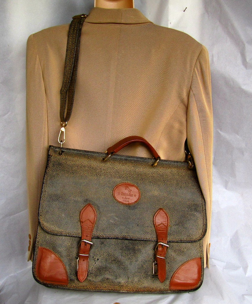 Vintage Brics Cross Body Book Bag Laptop bag Purse by Shhbang