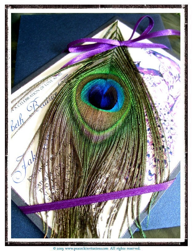 50 Custom Designed BEATRICE Peacock Themed Wedding Invitation