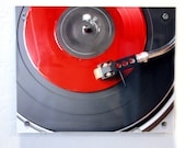 Modern Wall Art - Retro Red Vinyl Record Photography - blueorder