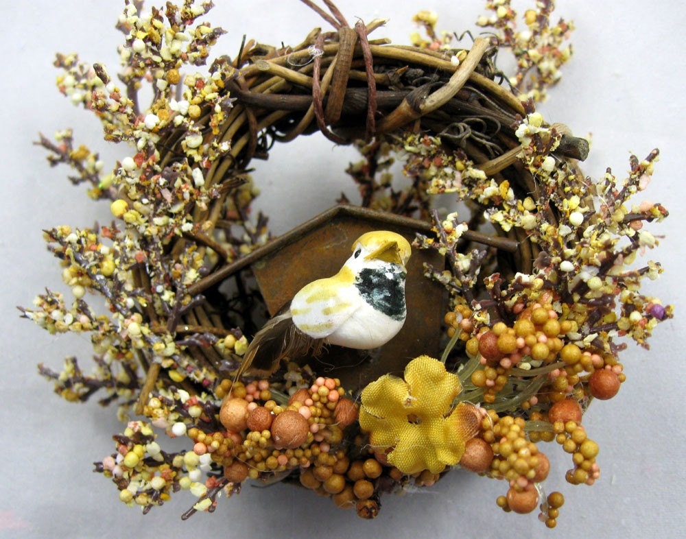 Bird and Rustic Birdhouse Christmas Ornament 221