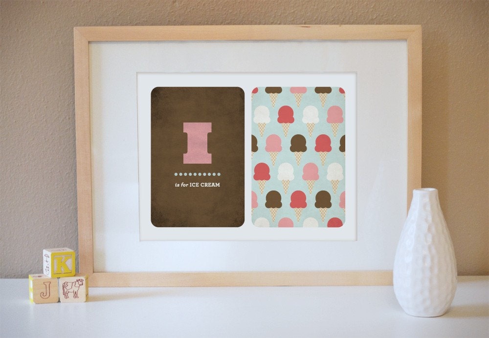 I is for Ice Cream Alphabet Print