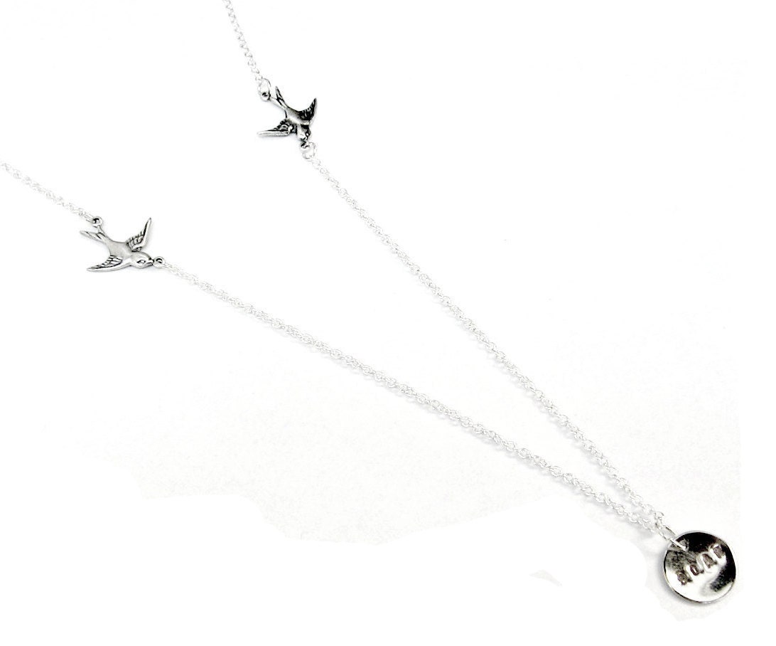 Diving Swallows Soar Flying Sterling Silver XL Necklace
