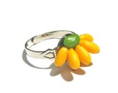 Minature Doll House Banana Bunch Fruit Ring Adjustable Silver Plated