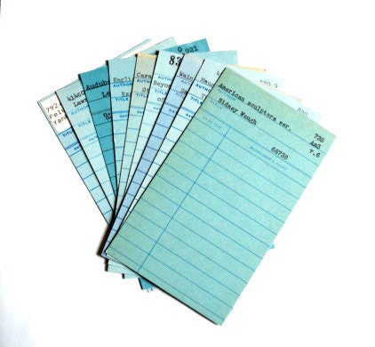Vintage Library Check Out Cards in Blue - Lot of 15