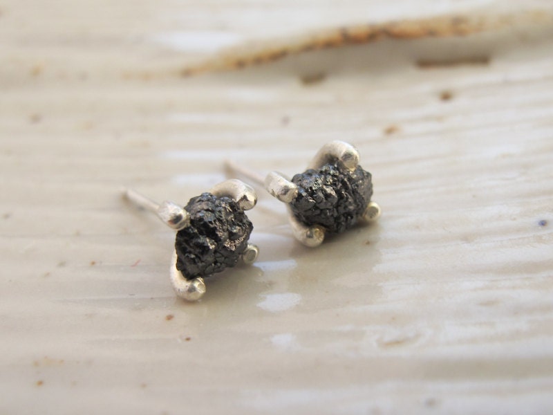 One Carat Black Diamond Earrings / Studs
