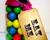 EAT Me Labels/Gift Tags/Hang Tags CIRCUS-SET of 10-Ribbon Choice Available